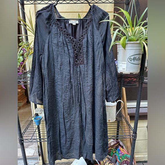 ÍNDIGO ROSE Elegant Black Long Sleeve Dress Boho Goth Punk Size 1X - Picture 1 of 11